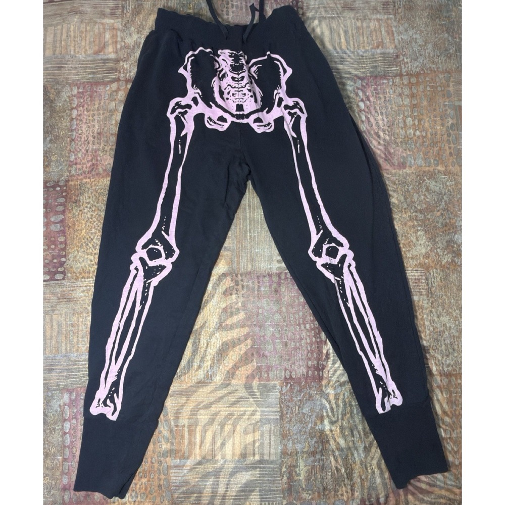 Killstar Bones Joggers L Avril Lavigne Ex Girlfriend Skeleton Pants Pink Black